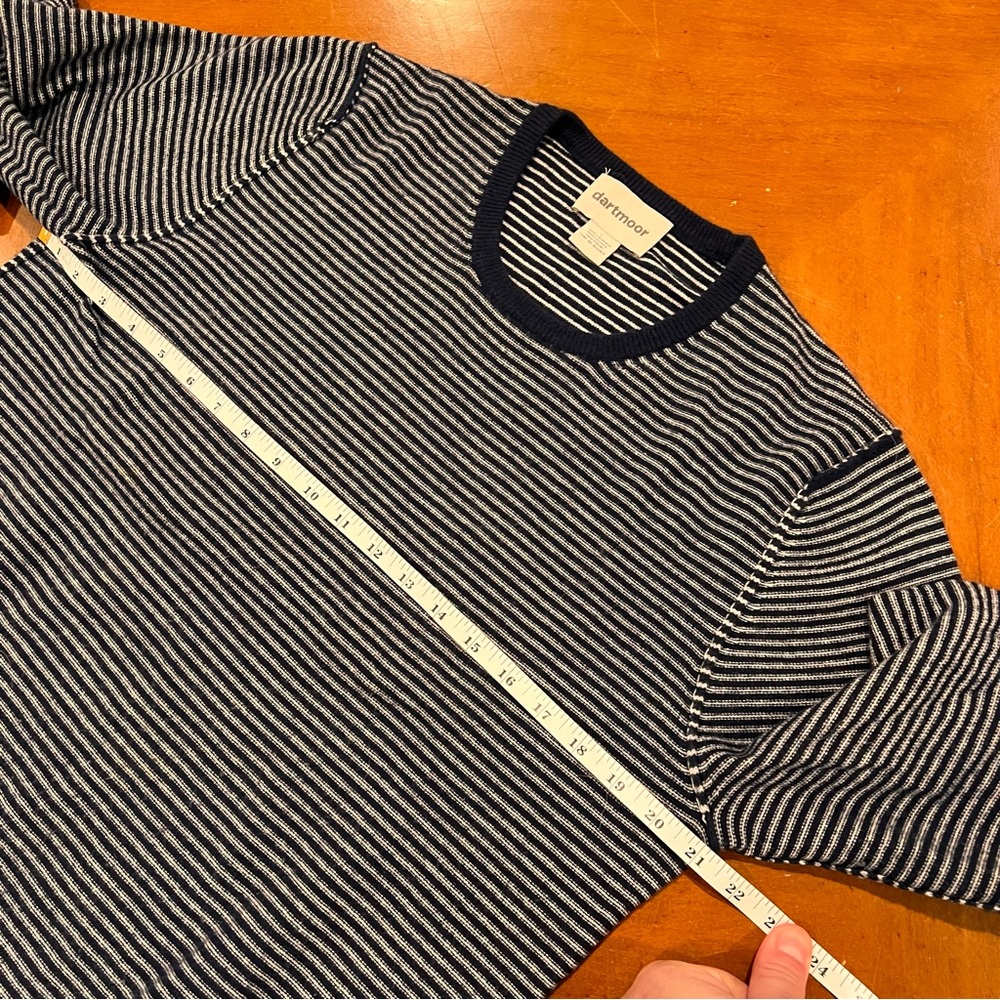 SOLD Dartmoor Men’s 100% Cashmere Crewneck Pullover Sweater Navy Stripe - Picture 13 of 16